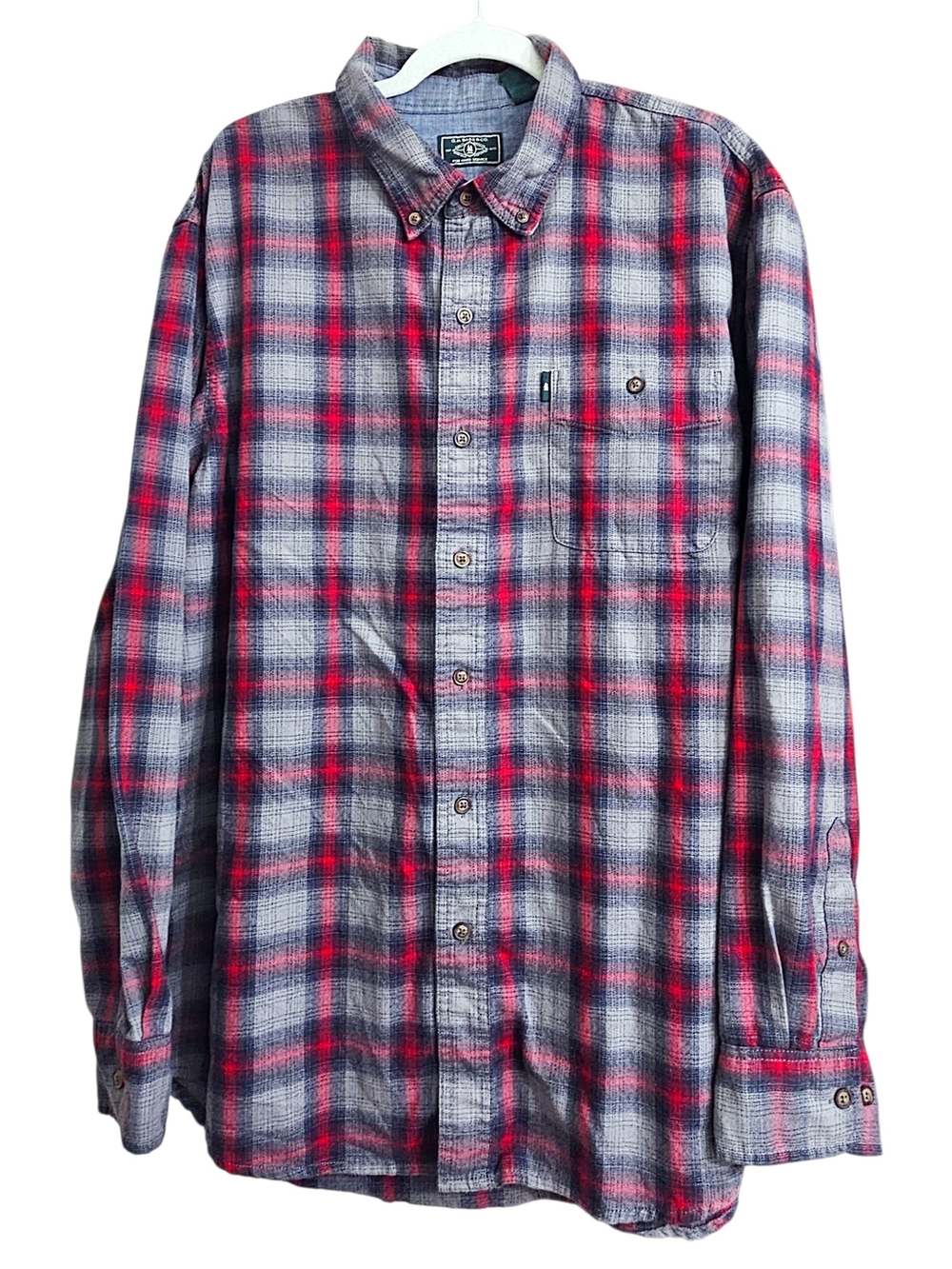 G.H. Bass & Co. Red Gray & Navy Plaid Flannel Button Down Shirt XL